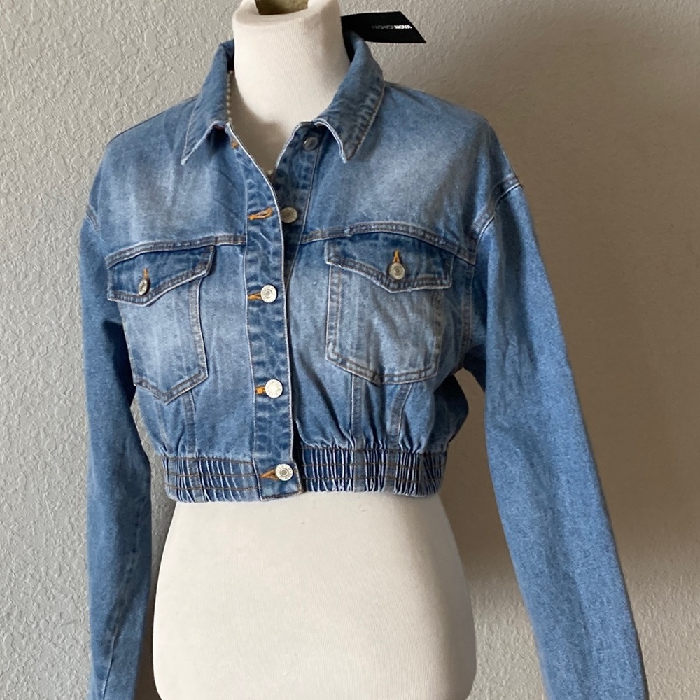 New Fashion Nova short denim jacket sz L
